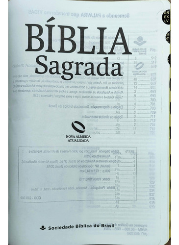 Bíblia Sagrada Nova Almeida Atualizada Capa Luxo Marrom Com Índice Lateral