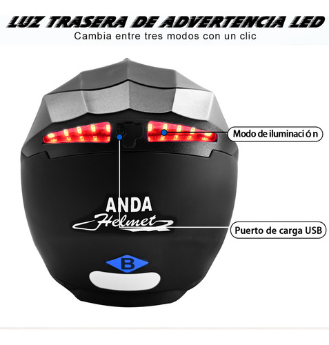 Mooaoo Casco Moto Negro Half Abatible Con Luz Led Certificado Dot Con Luces Traseras Intermitentes