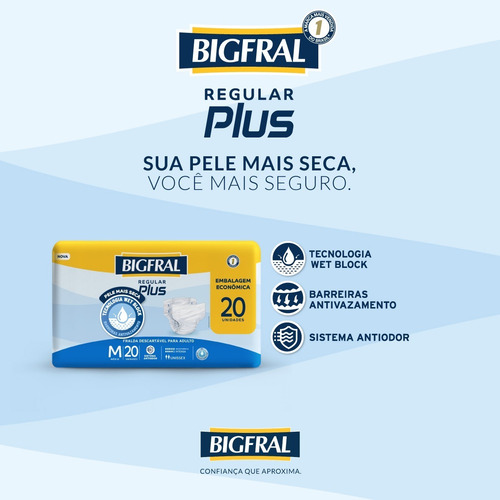 Imagem 3 de 5 de Fralda Bigfral Regular Plus Tamanho M - 20 Unidades