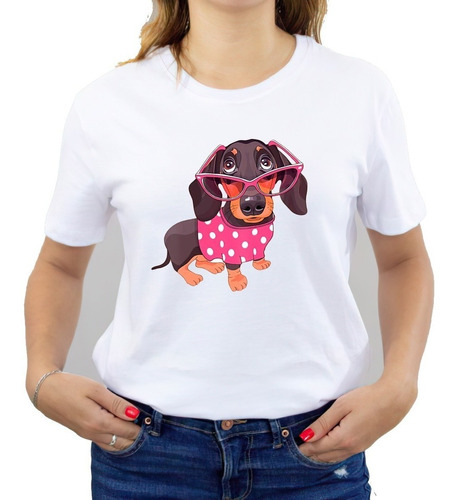 Polera Dama Estampada 100%algodón Perrita Salchicha 402