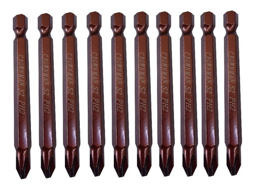 Set 10 Puntas Destornillador S2 Ph2 Magnetico 70mm