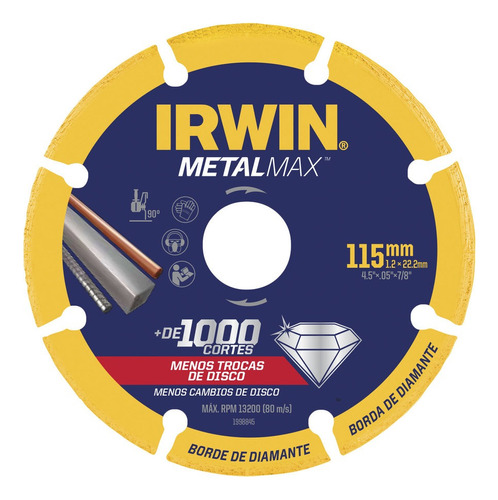 Disco De Corte Diamantado Para Metais 115mm Metalmax Irwin