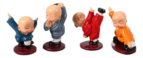 Figuras De Monjes Budistas Haciendo Kung-fu, 4 Piezas