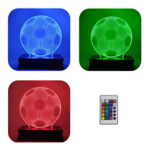 Lámpara Led 3d  Pelota De Futbol Rgb 16 Colores 220v Regalo