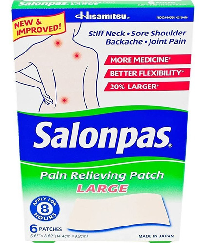 Parche Salonpas Alivio Del Dolor Grande 6 Ct (paquete De 5)