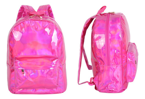 Mochila Juvenil Lisa C/bolsillo Frontal 4 Colores 36x30x10 Color Negro
