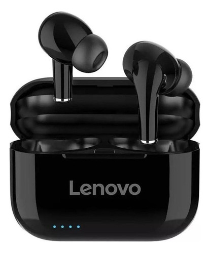 Fone de ouvido in-ear gamer sem fio Lenovo LivePods LP1S preto com luz LED