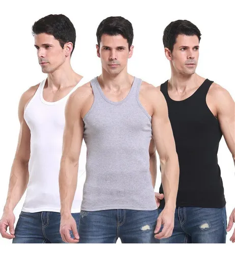 comprar Pack 3 Camisetas Musculosa Hombre Sin Manga Algodón