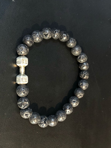 Pulseira De Pedra Vulcânica Presente Com Halter Masculina