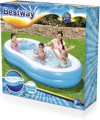 Alberca Inflable Rectangular Bestway 2.62 X 1.57 X 46 544lts