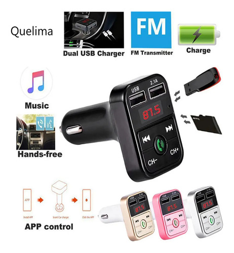 Transmisor Fm Sumind, Bluetooth, Aux 3.5 Mm, Usb, Rosa Dorad
