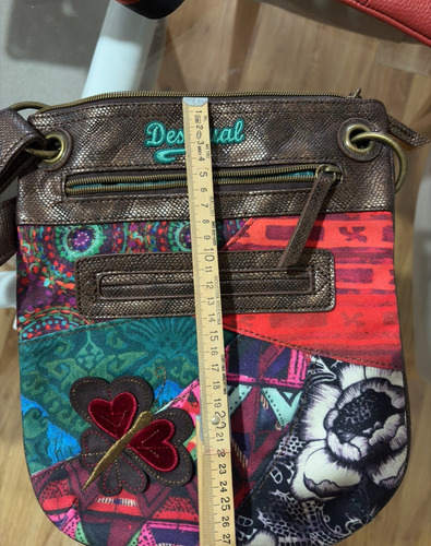 Cartera Bandolera Desigual Aria Azul Floreado Níquel Bordó