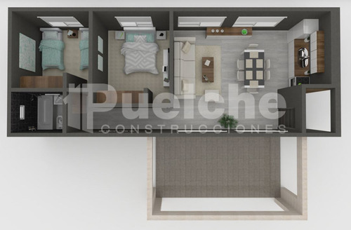 Cómoda Casa De Dos Dormitorios Estilo Minimalista (modelo Palen) - Galería Opcional - A Construir En Ladrillos Y Hormigón - No Son Prefabricadas