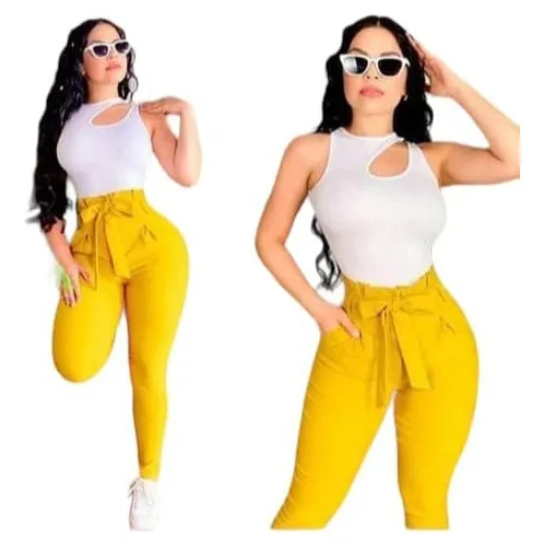 Pantalon amarillo best sale mujer
