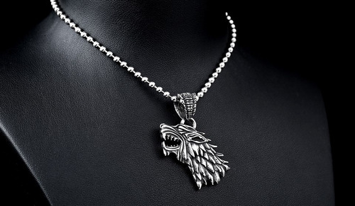 Collar Acero Inoxidable Game Of Thrones Lobo Stark Hombre