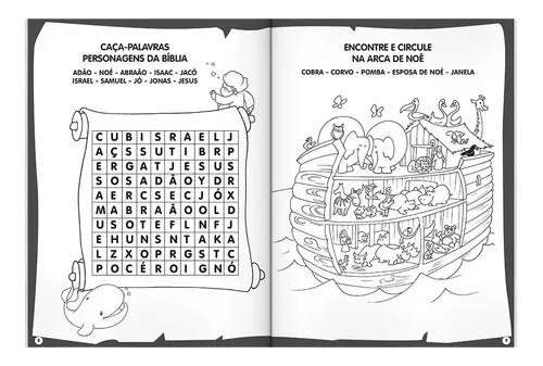 Histórias da Bíblia - Livro de Atividades Infantil - Passatempos, jogos dos  erros, caça-palavras, desenhos para colorir