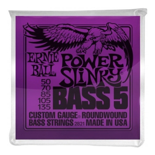 Encordoamento Ernie Ball Power Slinky 050 Baixo 5 Cordas