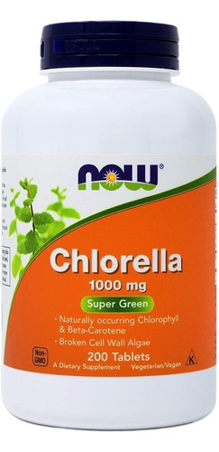 Chlorella Orgánica 1000 Mg 200tabletas, Now,