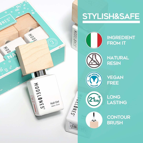 Modelones - Juego De Esmalte De Uñas De Gel Con Capa Compañe