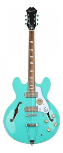 Guitarra eléctrica Epiphone Archtop Casino de arce turquoise brillante con diapasón de granadillo brasileño