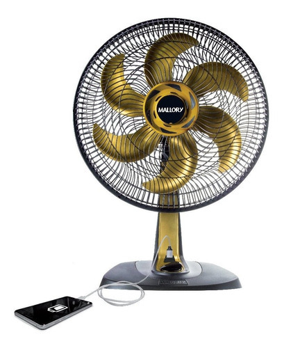 Ventilador Mesa Mallory Ts40 Usb B94401262 40cm 6 Pás 3 Vel. Cor Das Pás - Cor Dourado Cor Da Estrutura $$$ Voltagem 220v