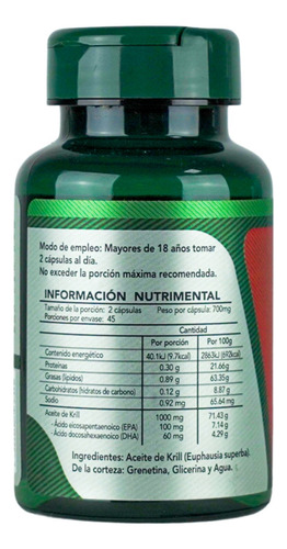 Aceite De Krill Puro Herbalia Lab Rico Epa Y Dha 90 Cáps Vitaminas Sabor Sin Sabor