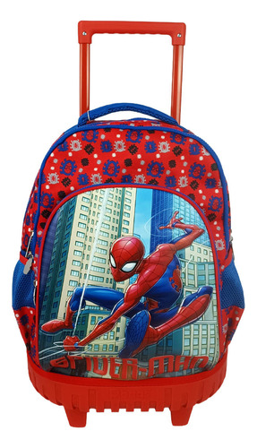 Morral Súper Con Ruedas Spiderman In Action Diseño de la tela Multicolor