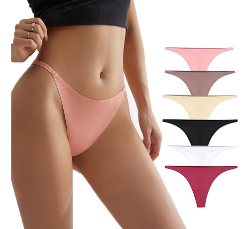 Pack De 6 Bragas Sexy Tanga Sin Costuras Para Mujer