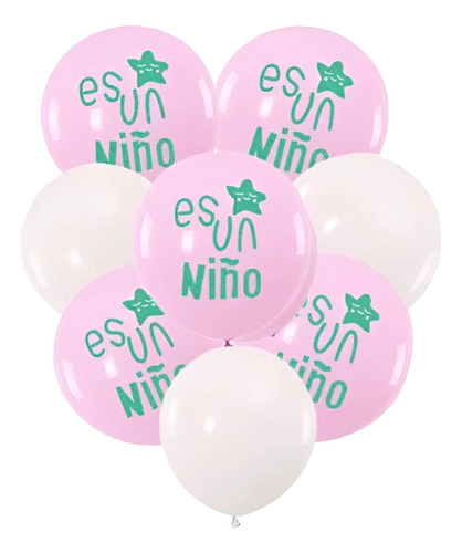 Set De Globo Es Una Niña Rosa Y Blanco 7pcs 30cm Baby Shower