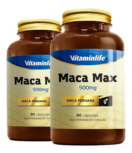 Maca Peruana Pura 180 Caps - 1.000mg Por Dose - Vitamin Life