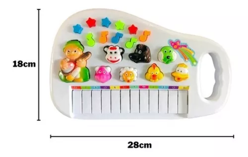 Piano teclado infantil com música e sons de animais da fazenda