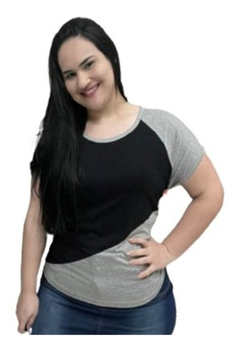 Blusa Raglan Plus Size Camiseta Feminina Fresquinha Até G4 