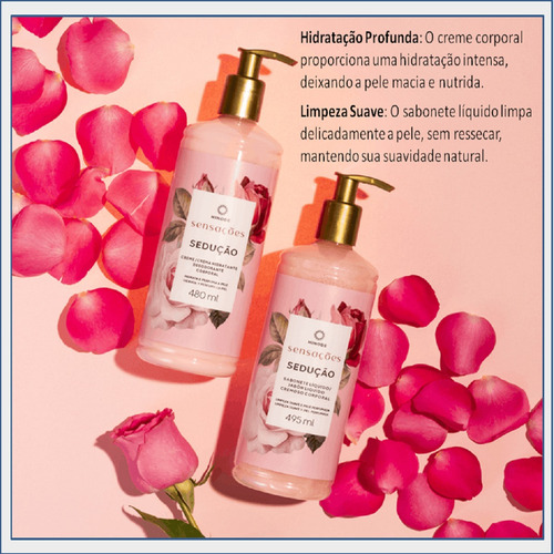 Kit Hinode 1 Creme Corporal E 1 Sabonete Liquido Sensações Flores Vermelhas