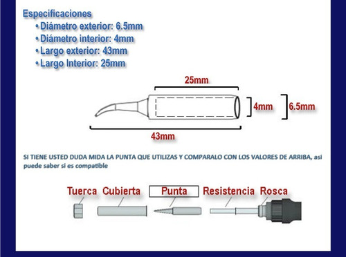 10 Puntas Para Cautin Para Solda Hakko Saike Kada Yihua Etc