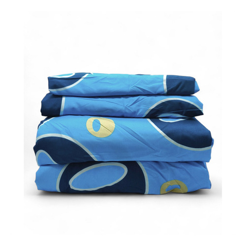 Juego De Sabanas Para Cama Queen Size Azul Ojos Circulos