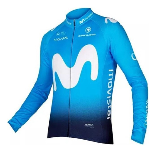 Campera De Ciclismo Afelpada Movistar Con Bolsillo Calidad 