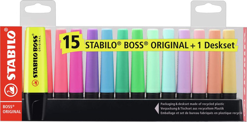Boss Original Highlighter Deskset De 15 Colores Surtido...