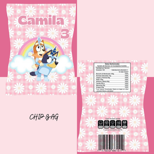 Kit Imprimible Cumpleaños Candy Bar Bluey 2 Personalizable
