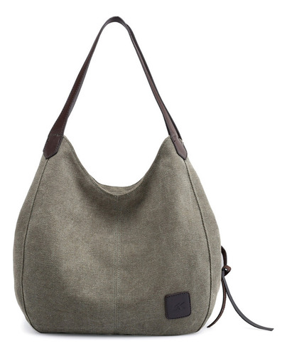 Bolso De Hombro De Lona For Mujer Con Múltiples Bolsillos V