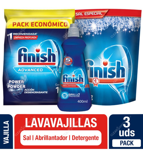 Finish Pack Económico Det. 1 Kg+ Abrillant.400 Ml.+ Sal 1 Kg