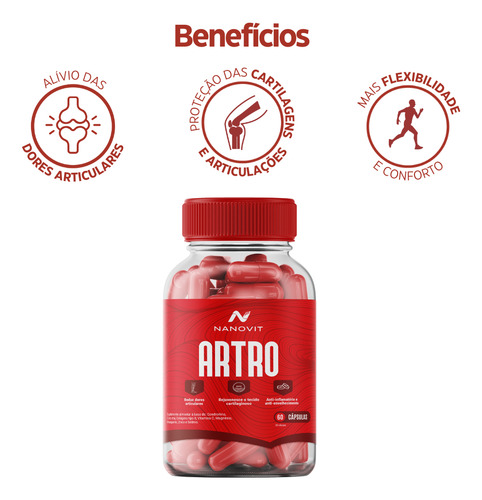 Nanovit Artro - Cúrcuma + Colágeno Tipo II + Condroitina + Vitamina C - 60 caps
