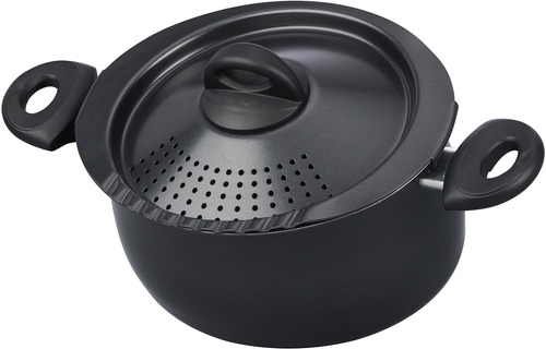 Bialetti 7265 Negro Olla Cocinar Pasta Colador Tapa Bloqueo 