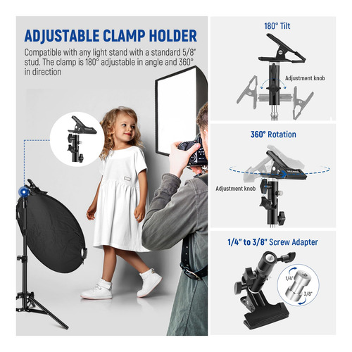 Reflector De Luz Neewer Rf-56ii 22/56 Cm 5 En 1 Con Pinza Y