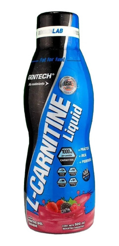 L-carnitina Liquida Gentech Sabor Frutos Del Bosque 500 Ml