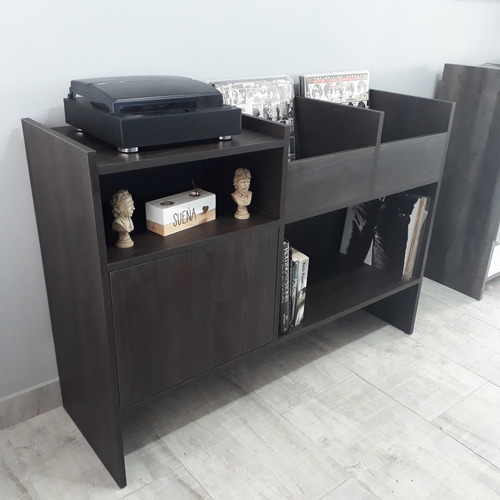 Mueble Mesa Para Tocadiscos Y Vinilos Con Batea Doble