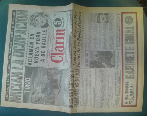 Primer Número De Diario Clarín 1945 Facsimil Perfecto Estado
