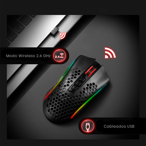 Mouse Gamer Inalámbrico Redragon Storm Pro M808-ks Negro Col Black