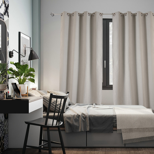 Cortinas 100% Blackout Largas 140x230cm Tres Capas Hogar Gris Liso