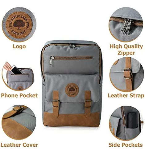 Ramsburry Mochila Casual, Piezas De Cuero Genuino, Viaje, Se