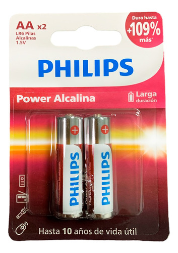 Kit 2 Pilas Power Alcalinas Phillips Aa